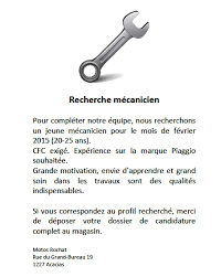 Offre D Emploi Cycles Et Motos Rochat Ge Recherche Un Mecanicien Acidmoto Ch Le Site Suisse De L Information Moto