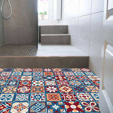 Self adhesive floor tiles red. Walsh 120x60 Cm Mosaic Tile In Blue Red Mosaic Tiles Floor Tile Design Red Tile Floor
