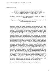 Prevalence of carbonated soft drink consumption and associated factors among malaysian adolescents: Pdf Gender Influences On Psychopathology And Functionality In Schizophrenia In University Malaya Medical Centre Kuala Lumpur Malaysia