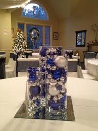 Blue And Silver Wedding Centerpieces Even Tho Its In August This Is Still A Neat Blue Christmas Decor Silver Christmas Decorations Blue Wedding Centerpieces