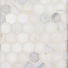 Carrara White Hexagon Marble Mosaic Floor Decor In 2021 Hexagon Tile Bathroom Floor Diamond Tile Backsplash Marble Tile Floor