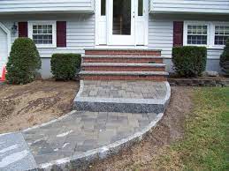 Solid Surface Granite Slabs Used For Stair Tread On Brick Staircase Patio Granite Slab Outdoor Decor