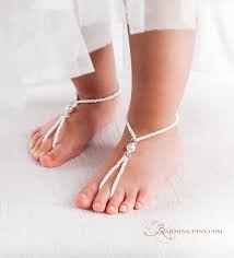 White Beaded Baby Barefoot Sandals Baby Foot Accessories Christening Shoes Bridesmaid Barefoot Sandals Beaded Foot Jewelry Beach Wedding 2285169 Weddbook