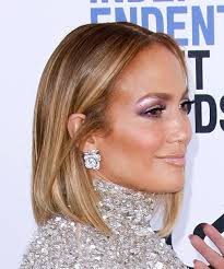 Images collection of jennifer lopez haircut bob. Jennifer Lopez Medium Straight Brunette Bob Haircut With Blonde Highlights