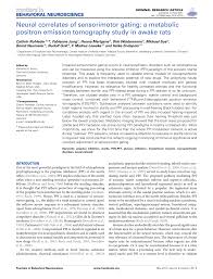 Hanna died before this term commenced. Pdf Neural Correlates Of Sensorimotor Gating A Metabolic Positron Emission Tomography Study In Awake Rats