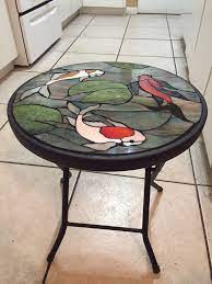Stained glass and/or travertine in concrete blend Stained Glass Table Top Making Stained Glass Stained Glass Stained Glass Projects