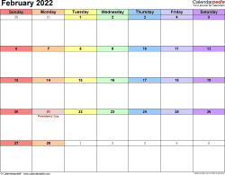 February 2022 Calendar Templates For Word Excel And Pdf