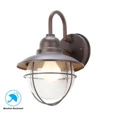 Hampton Bay 1 Light Brick Patina Outdoor Cottage Wall Lantern Sconce Boa1691h B The Home Depot