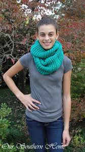 Knitting for beginners is a breeze with easy knitting patterns like this! Quick Easy Knitted Infinity Scarf Our Southern Home