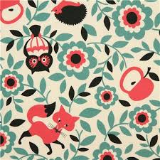 Off White Oxford Animal Fabric Fox Owl Hedgehog Cosmo Pattern Wallpaper Pattern Art Pattern Design