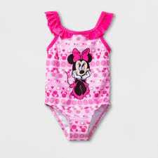 Baby Girls Mickey Mouse Friends Minnie Mouse One Piece Swimsuit Pink 12 18m Pink Swimsuit Baby Girl Swimwear Girls One Piece Swimsuit