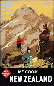 Mt Cook New Zealand Vintage Travel Poster Retro Travel Poster Vintage Posters Vintage Travel Posters