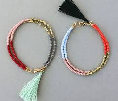 Amitie Perles Bracelet Bracelet Tassel Color Block Bracelet Friendship Bracelets With Beads Beaded Jewelry Beaded Bracelets