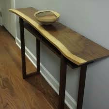 Walnut finish round foyer table table Live Edge Hall Table Wood Console Narrow Entryway Furniture Etsy Live Edge Console Table Live Edge Table Reclaimed Wood Console Table