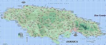 Physical Map Of Jamaica Physical Map Of Jamaica Showing Mountains Caribbean Americas