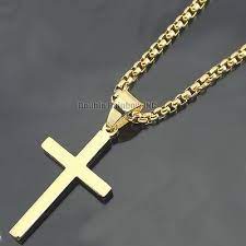 24 Men Stainless Steel Gold Engrave Plain Cross Pendant Box Necklace Chain Link For Sale Gold Chains Gold Chains For Men Chains For Men