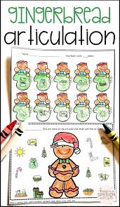 No Prep Articulation Worksheets Gingerbread Themed Speech Therapy Activities Speech Activities Christmas Speech Therapy