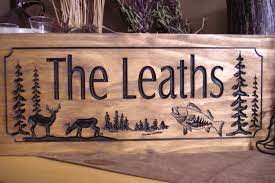 Wooden Carved Ranch Cabin Sign Last Name Family Address Plaque Gift Idea Buck Deer Bass Fish Hunting Wood Wall Art Camp Sign Benchmark Signs Cabin Signs Wood Cabin Signs Carved Signs