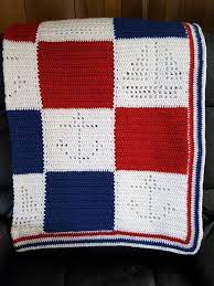 Hand Crocheted Baby Afghan Blanket Nautical Theme Boats And Anchors Red White And Blue Chevron Crochet Blanket Pattern Crochet Blanket Diy Crochet Heart Blanket