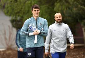 Cobham England May 01 Kepa Arrizabalaga Of Chelsea During A Chelsea Training Session Ahead Of Their Uefa Europa League Semi F Soccer Players Soccer Chelsea