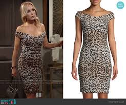 Wornontv Lauren S Leopard Print Off Shoulder Dress On The Young And The Restless Tracey Bregman Clothes And Wardrobe From Tv