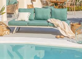 Dove white garden sofa aluminium frame with rattan cushions available separatelyread more. Modern Outdoor Bench Sklum