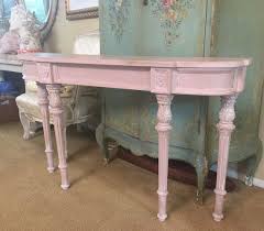 Vintage French Country Console Sofa Table Faded Pink Chalk Paint Pink Furniture Chic Living Room Furniture Chic Living Room Decor