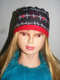 Surgical Caps Doctors Nurse Scrub Hat Cardio Print One Size Handmade- Ships  Free