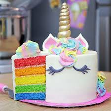 Rainbow hair, hearts and a sweetie border. Rainbow Unicorn Cream Cake Novocom Top