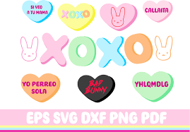 1 svg, 1 dxf, 1 eps (in zip), 1 pdf, 1. Bad Bunny Conversation Hearts Bad Bunny By Svggyn On Zibbet