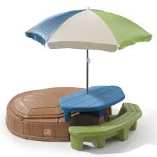 Step2 Summertime Play Center Sandbox With Cover Picnic Table And Umbrella Walmart Com Walmart Com