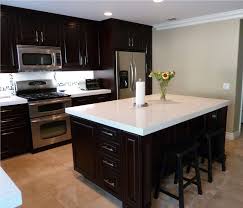 Love The Look Of The White Countertops With The Dark Cabinets Espresso Kitchen Cabinets Espresso Cabinets Home Kitchens