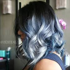 Gray And Blue Ombre For Black Hair Hair Highlights Denim Hair Denim Blue Hair
