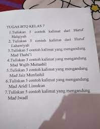 Berikut dalah contoh penggunaan kata tugas hubungan logis: Tugas Btq Kelas 71 Tuliskan 5 Contoh Kalimat Dari Hurufhalqiyah2 Tuliskan 5 Contoh Kalimat Dari Brainly Co Id