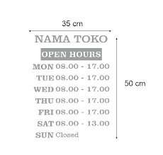 Akan buka pukul 10.00 besok. Jual Sign Stiker Nama Jam Buka Tutup Toko Store Opening Hours Cutting Stick Di Lapak Olivia Bukalapak