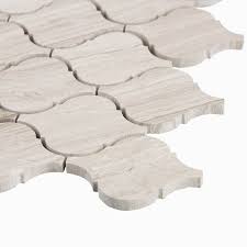 Wall tiles (mosaic) made of wood with natural oil finishes. Lovisa Mosaic Wall And Floor Tile Wooden White Marble