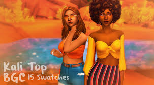 Pinealexple Kali Top Bgc 15 Swatches This Top Was Inspired By Something I Saw Kali Uchis Wear When I Was Saving Her To Maxis Match Sims 4 Sims 4 Clothing