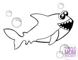 Make a coloring book with baby shark for one click. Free Printable Shark Coloring Page Simple Mom Project