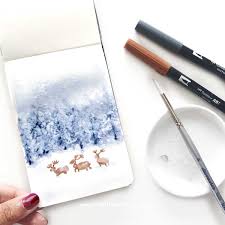A collection of your favorite glass bottles. How To Paint A Winter Watercolor Scene Tutorial Video
