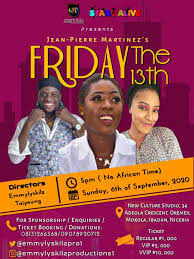 Ha escrito más de 100 guiones para distintas series de la televisión francesa (avocats et associés, sur le fil, équipe médicale d'urgence, la vie devant nous. Ibadan247 On Twitter Stage Alive Is Back It S The Stage Production Of Friday The 13th By Jean Pierre Martinez Actors Mynameis Temi Iammctwinkle Naijashakespea1 Director Emmylyskilzpro1 Don Ogbon Producer Emmylyskilzpro1 Https