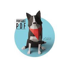Border Collie Papercraft Diy Home Decor Paper Animal Etsy Paper Crafts Paper Animals Papercraft Templates