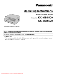 Download for pc interface software. Panasonic Kx Mb1500 User Guide Manualzz