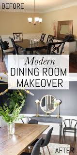 The coffee table now sits in front of the sofas, while the ottoman is made more useful tucked into a corner as a side table topped with plants. Modern Dining Room Makeover Erin Spain