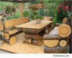 Log Couches Table And Chairs In 2020 Rustic Patio Furniture Rustic Outdoor Furniture Log Decor