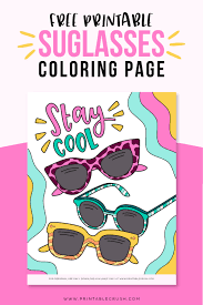 Usa peace sign coloring page. Summer Coloring Page Printable Sunglasses Coloring Page