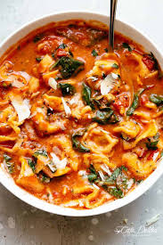 We use the same three ingredients in this. Creamy Tomato Tortellini Soup With Spinach Cafe Delites