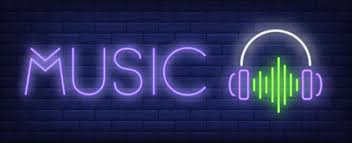 Download Music Neon Text With Headphones And Sound Wave For Free Neon Music Visualization Neon Light Art