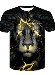 Men S Animal T Shirt Print Short Sleeve Daily Tops Basic Streetwear Round Neck Black Summer Club 2021 Us 15 59 Animal Tshirt Cool T Shirts Lion Print