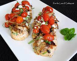 Chicken Breasts With Tomatoes Caramelized Onions And Feta Cheese For The Love Of Cooking