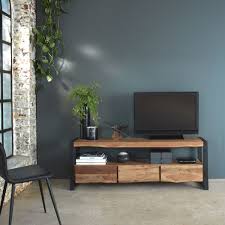 Meuble Tv Style Tronc Arbre Pieds Metal 3 Tiroirs Deco Meuble Tv Mobilier De Salon Meuble Tv